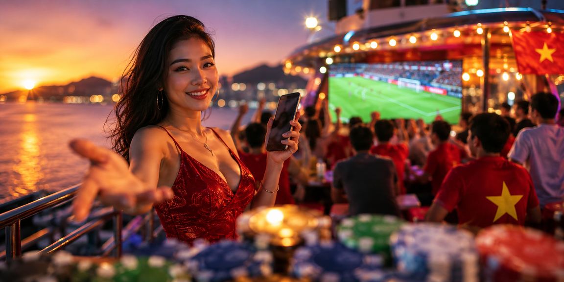 Người chơi tại bãi biển Phú Quốc thưởng thức cược bóng đá và jackpot vào buổi chiều tà